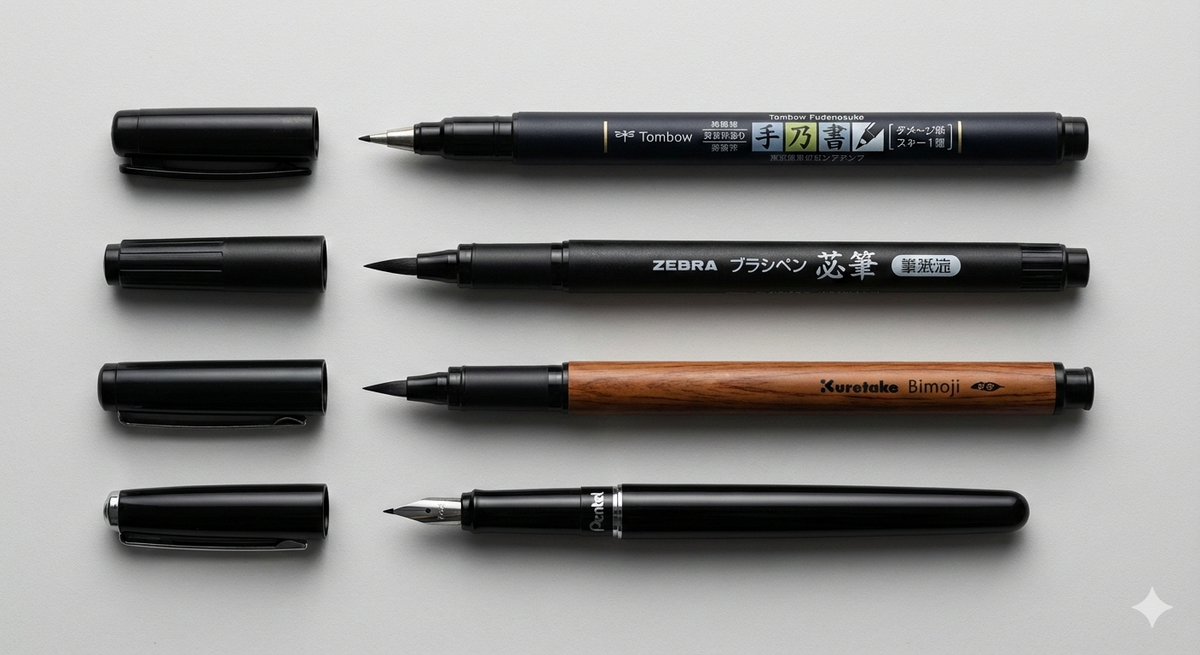 Fude (Brush) and Inking Pen Comparision Guide
