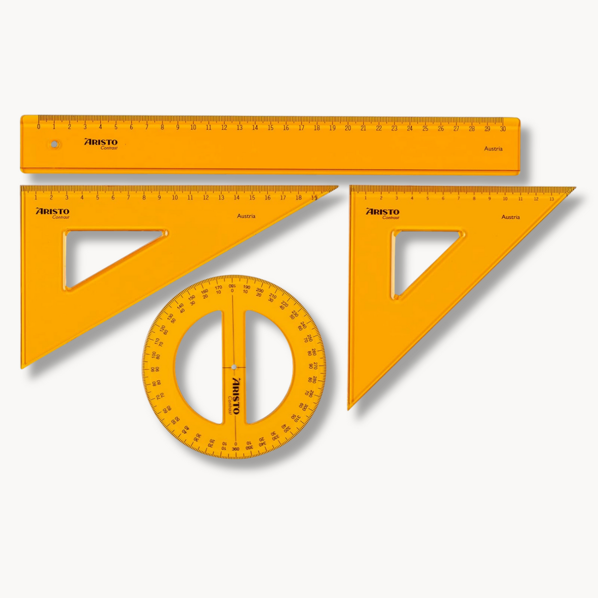 Aristo Geo-College Set Square & Ruler Set — Orange