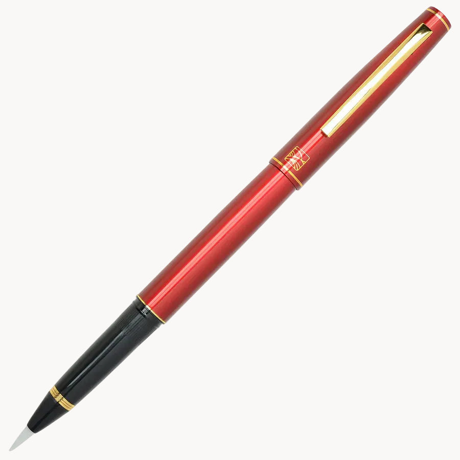 Kuretake No. 13 Fountain Brush Pen in gloss red with gold trim