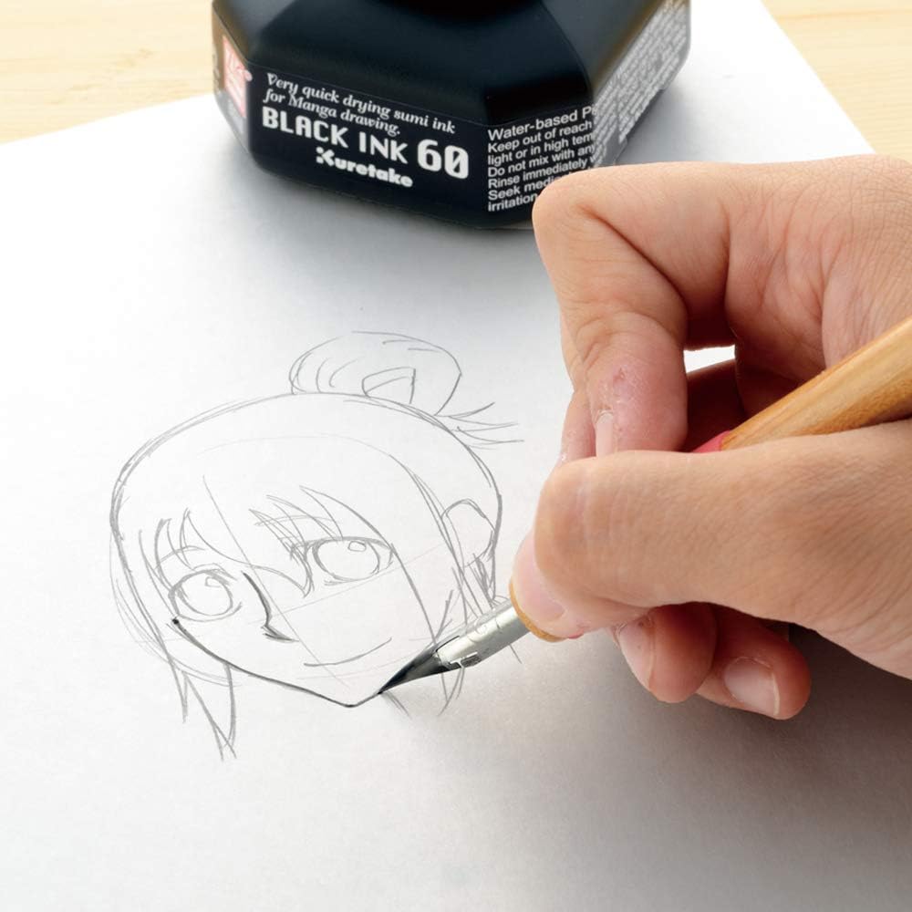 Kuretake Zig Cartoonist Black Ink 60 - Smudge-Proof Manga Ink
