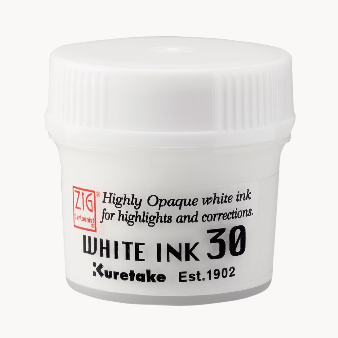 ZIG Cartoonist White Ink 30ml - Ultra-Opaque Highlight Ink