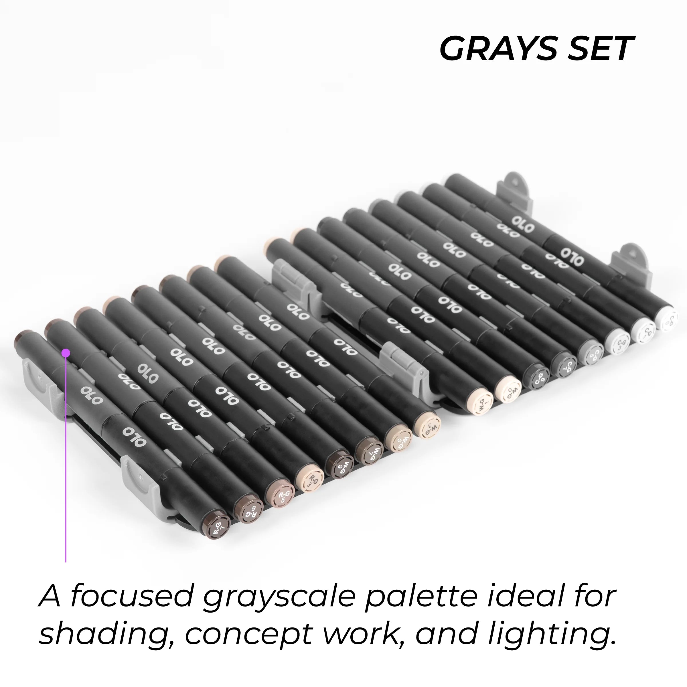 OLO Carry Case – Grays Set – Small (16 brush/chisel)