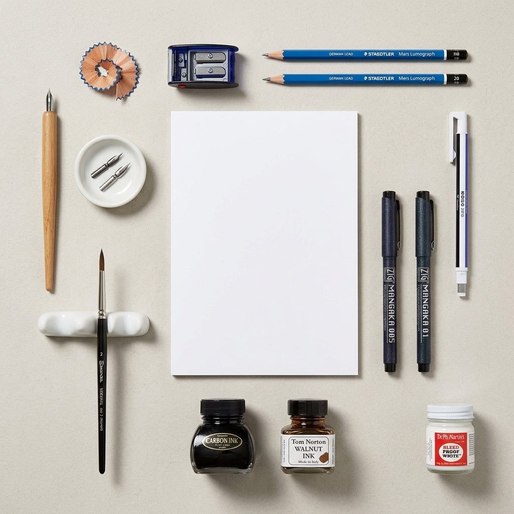 The Pen & Ink Kit — Nib, Brush & Bottle