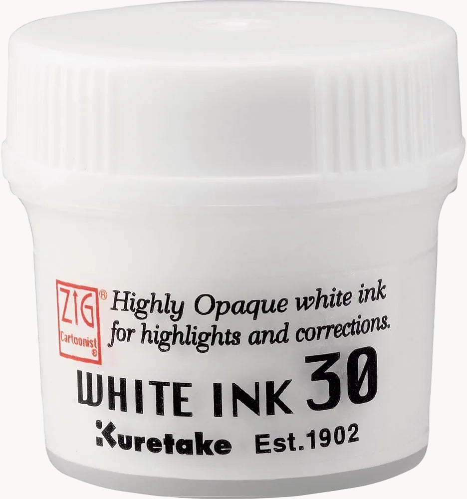 ZIG Cartoonist White Ink 30ml - Ultra-Opaque Highlight Ink